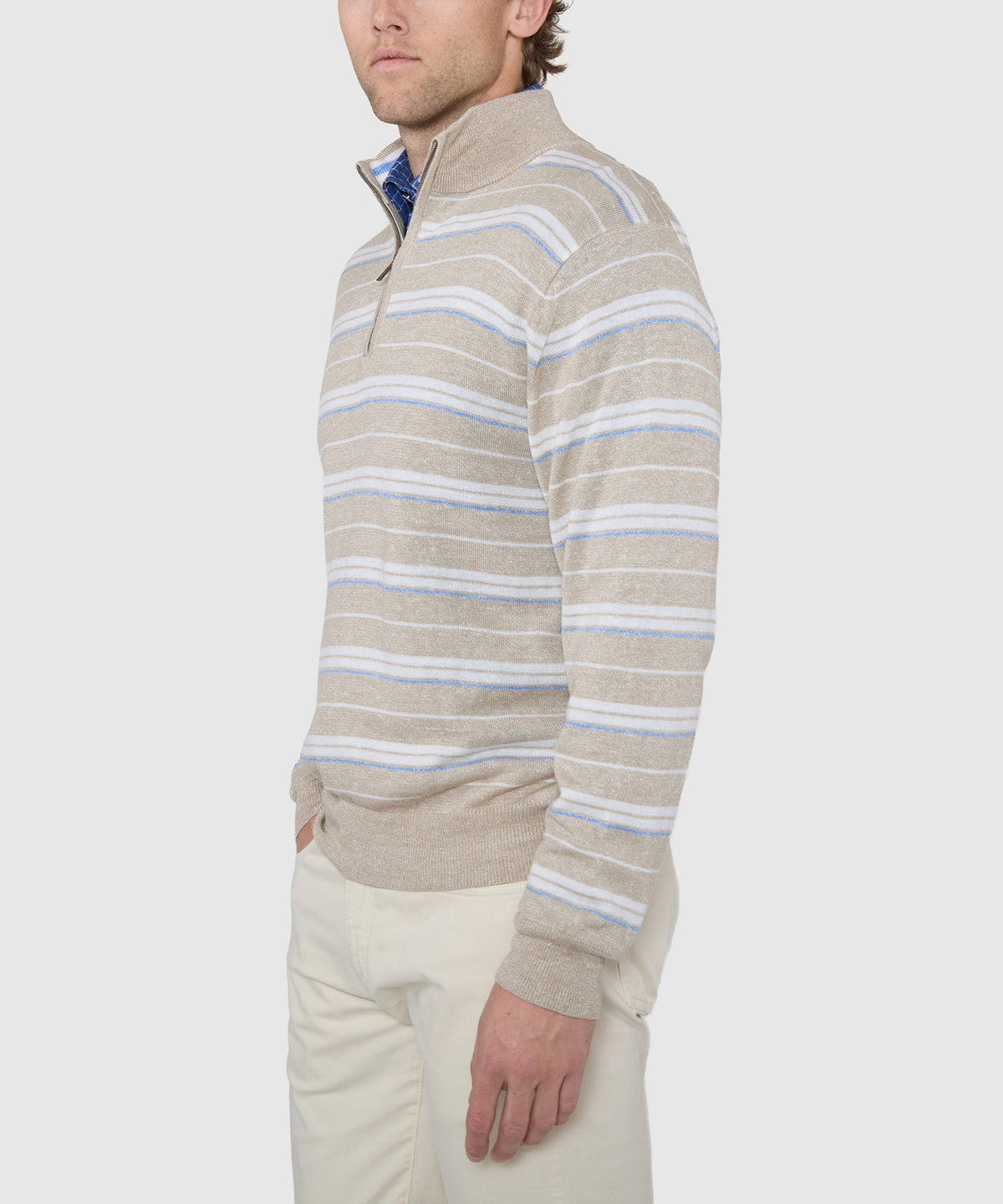 Westport Black Kingston Stripe Quarter-Zip Pullover, Men's Big & Tall