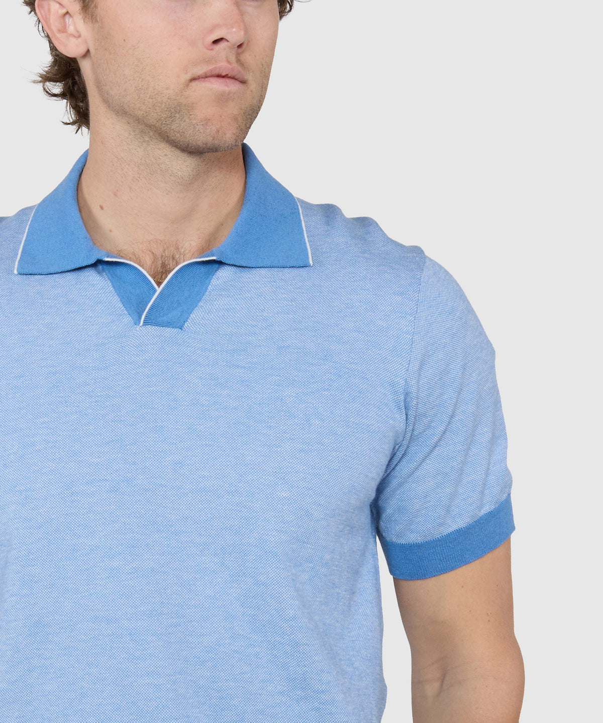 Westport Black Short Sleeve Crooner Birdseye Johnny Collar Polo, Men's Big & Tall