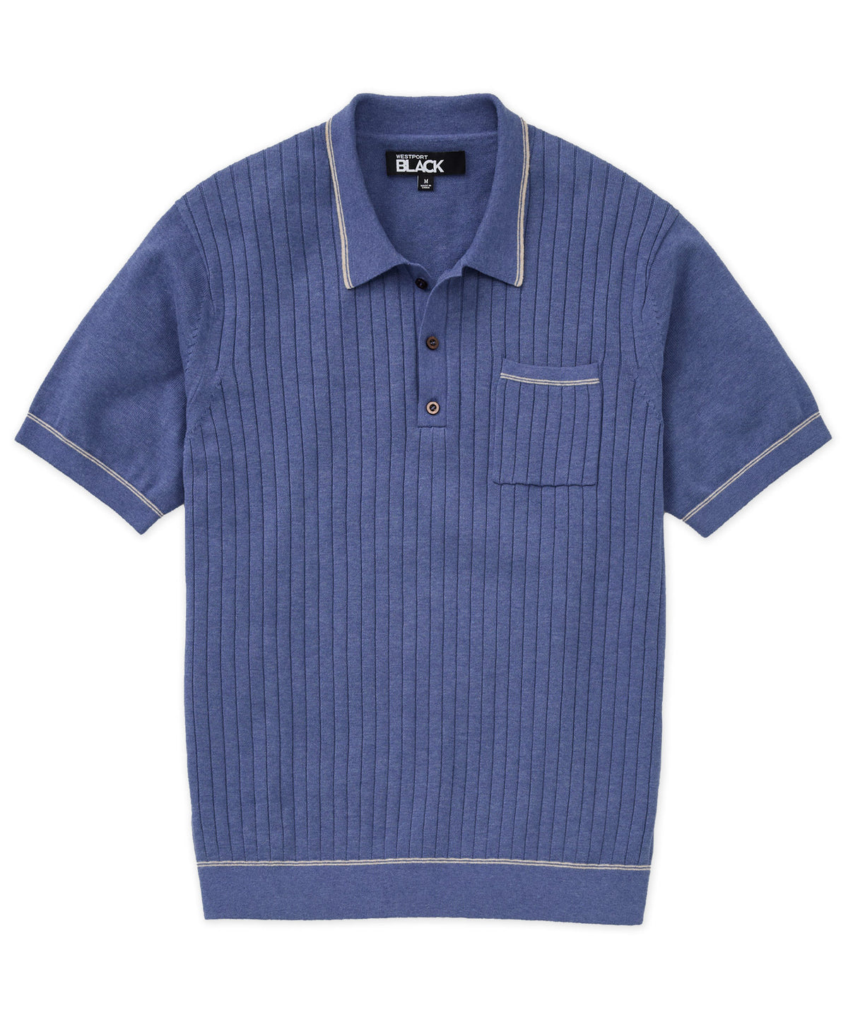 Westport Black Short Sleeve Amici Ribbed Knit Polo, Men's Big & Tall