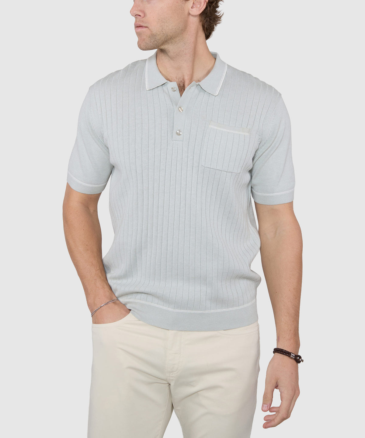 Westport Black Short Sleeve Amici Ribbed Knit Polo, Men's Big & Tall