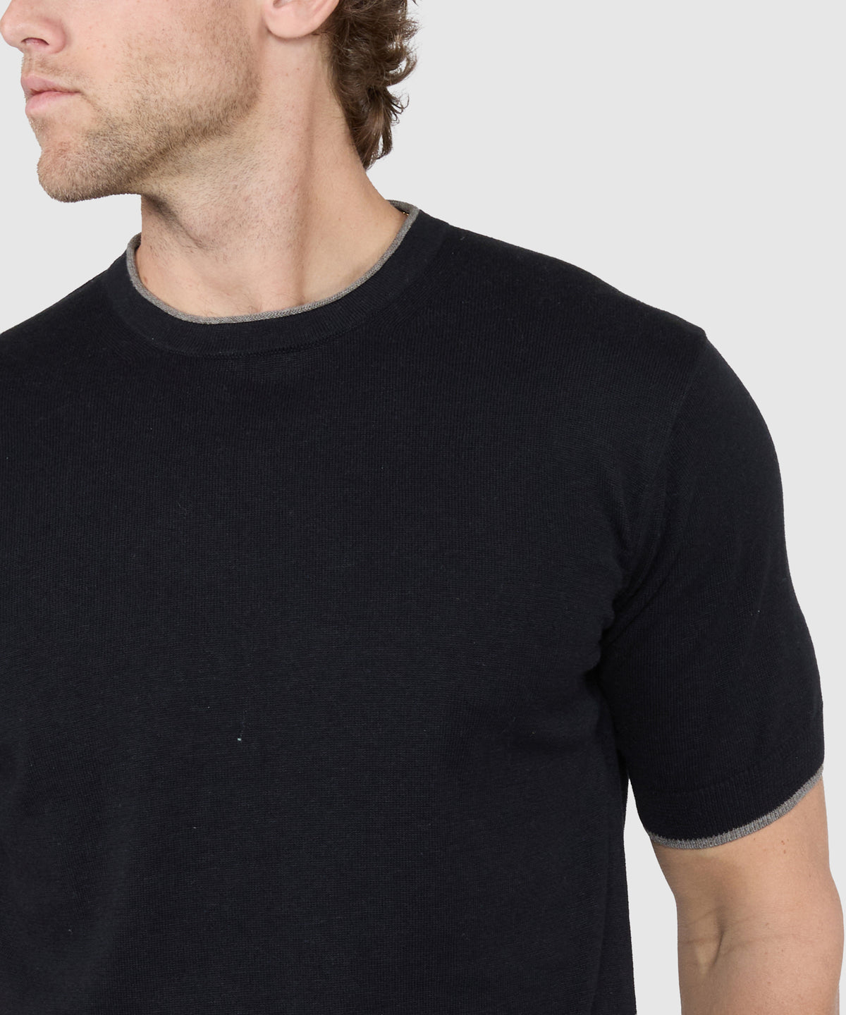 Westport Black Short Sleeve Retro Roulle Crew, Men's Big & Tall