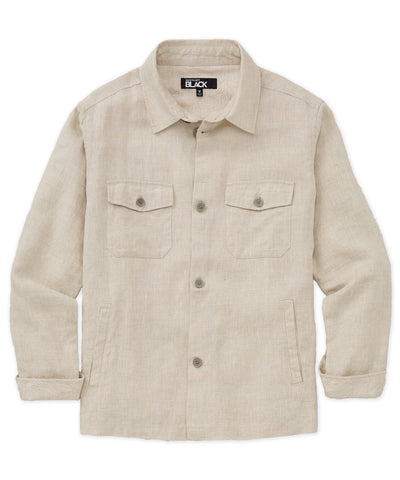 Westport Black Long Sleeve Boardwalk Linen Overshirt, Men's Big & Tall