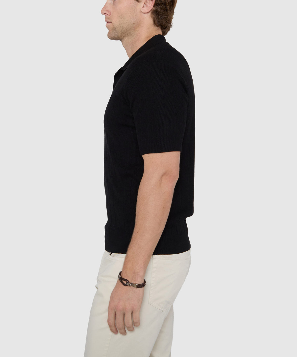 Westport Black Short Sleeve Portofino Johnny Collar Polo, Men's Big & Tall