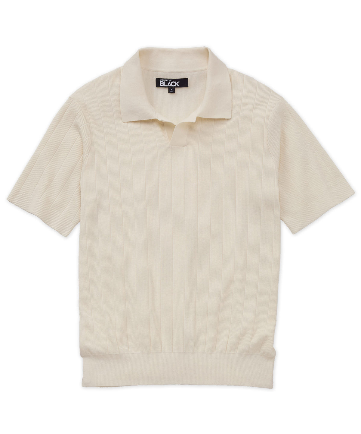 Westport Black Short Sleeve Portofino Johnny Collar Polo, Men's Big & Tall