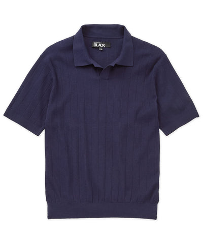 Westport Black Short Sleeve Portofino Johnny Collar Polo, Men's Big & Tall