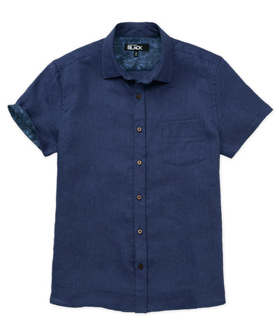 Westport Black Southport Short Sleeve Linen Shirt, Men's Big & Tall