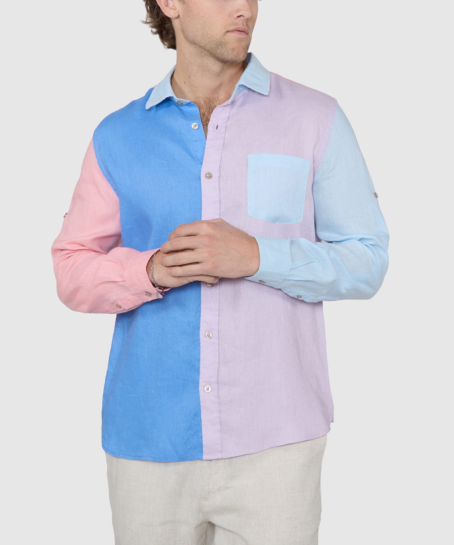 pastel color dress shirts DS100P Pink Fine Piquet Shirt Button closure Bring Out The Pastel Color