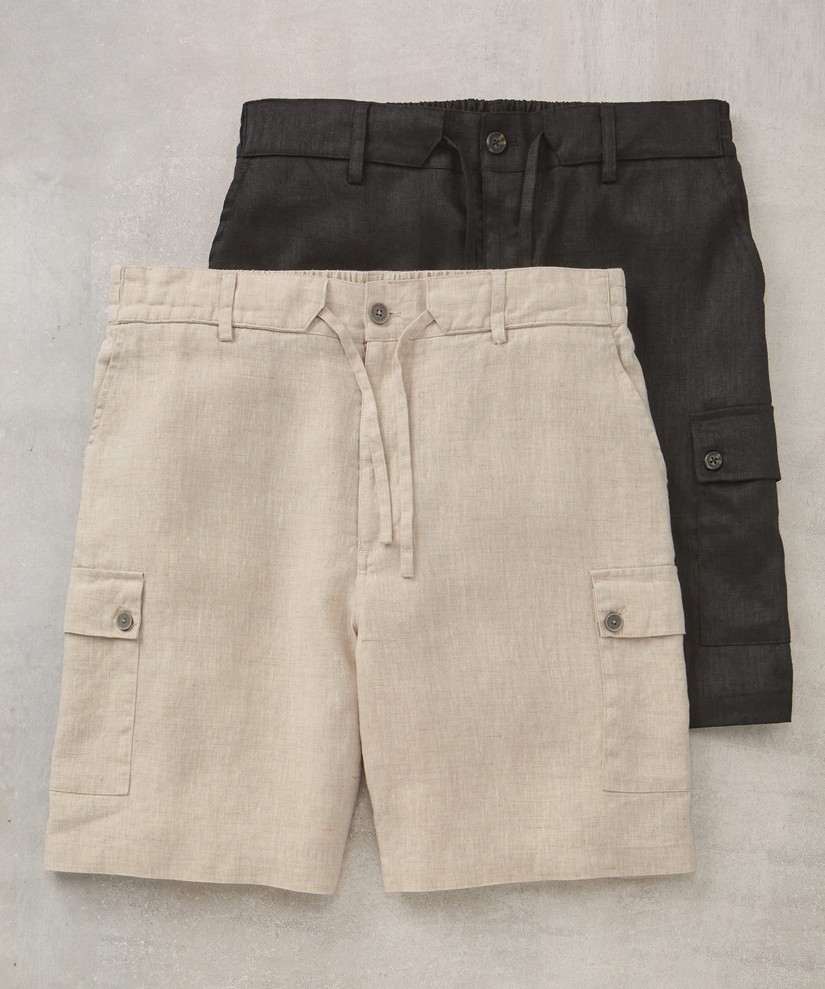 Westport Black Southport Linen Drawstring Cargo Shorts, Men's Big & Tall