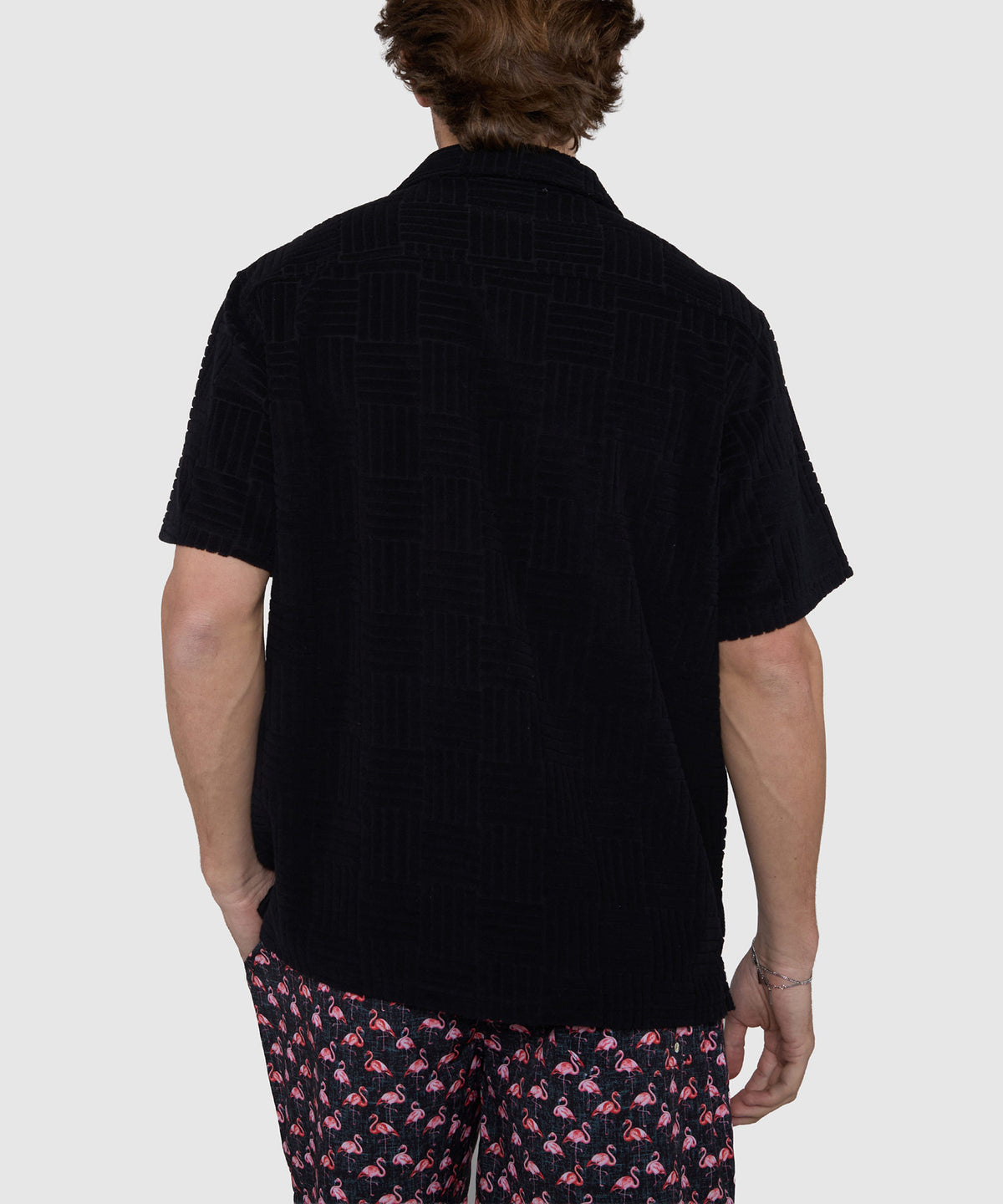 Westport Black Vienna Terry Cabana Shirt, Men's Big & Tall