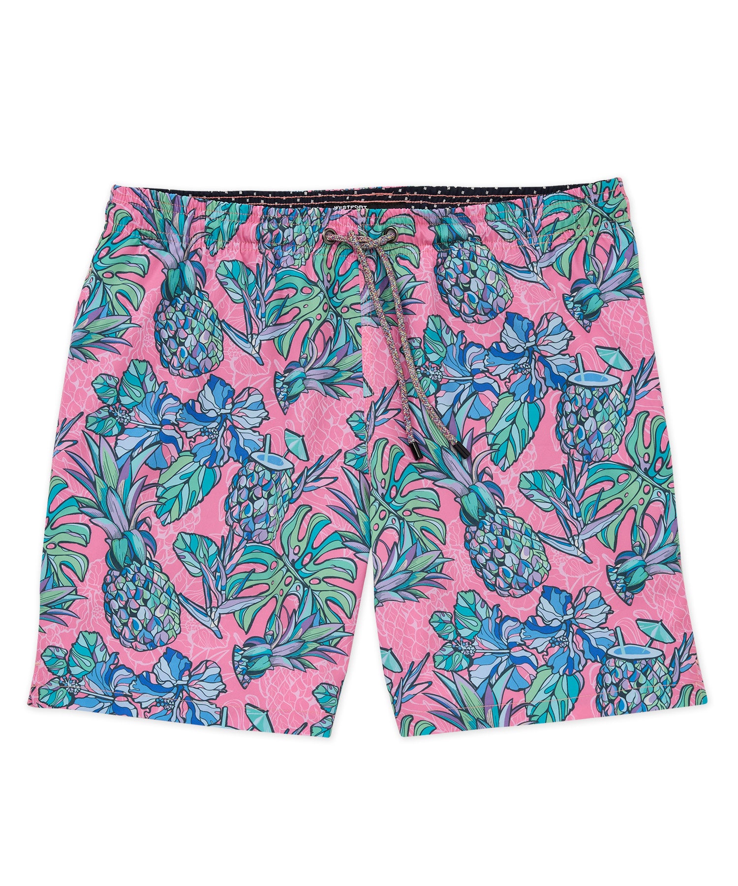 Westport Black Big & Tall Hampton Pineapple Print Swim Shorts