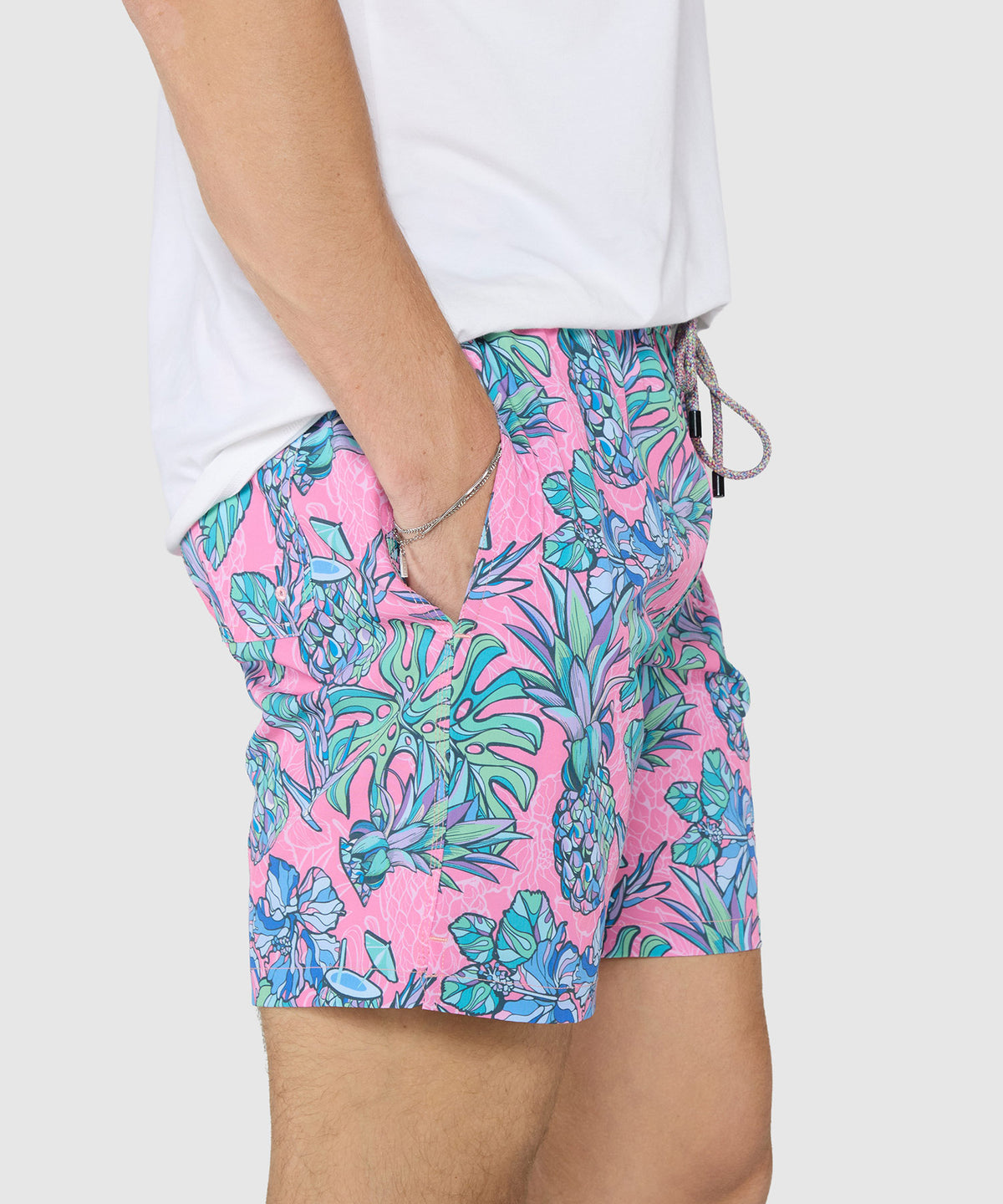 Westport Black Hampton Pineapple Print Swim Shorts, Men's Big & Tall