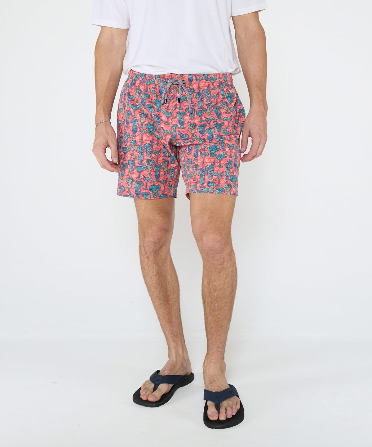 Westport Black Hampton Cocktail Print Swim Shorts, Men's Big & Tall