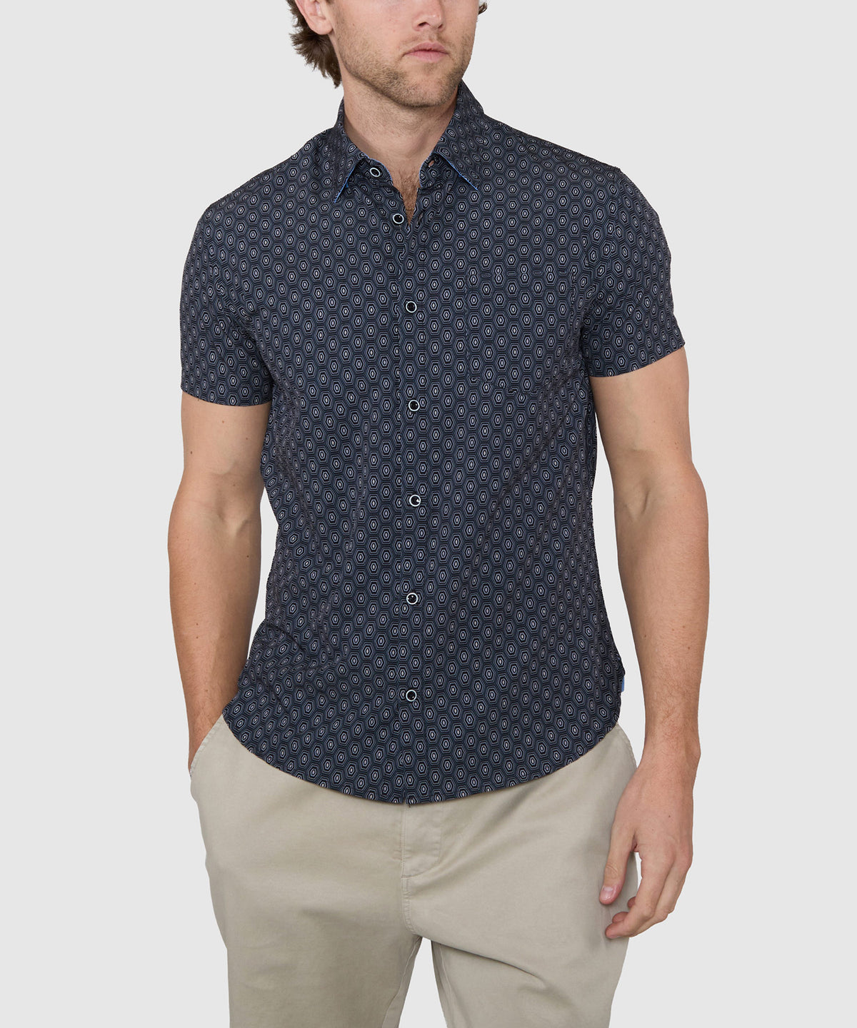 Westport Lifestyle Geo Print Performance Stretch Sport Shirt, Men's Big & Tall