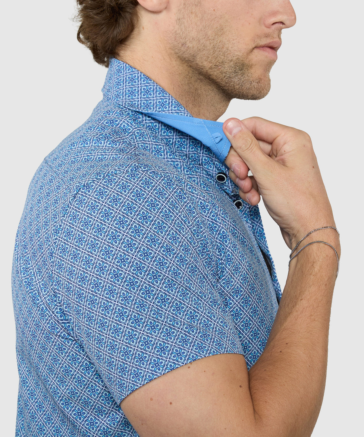 Westport Lifestyle Tile Print Performance Stretch Sport Shirt, Men's Big & Tall