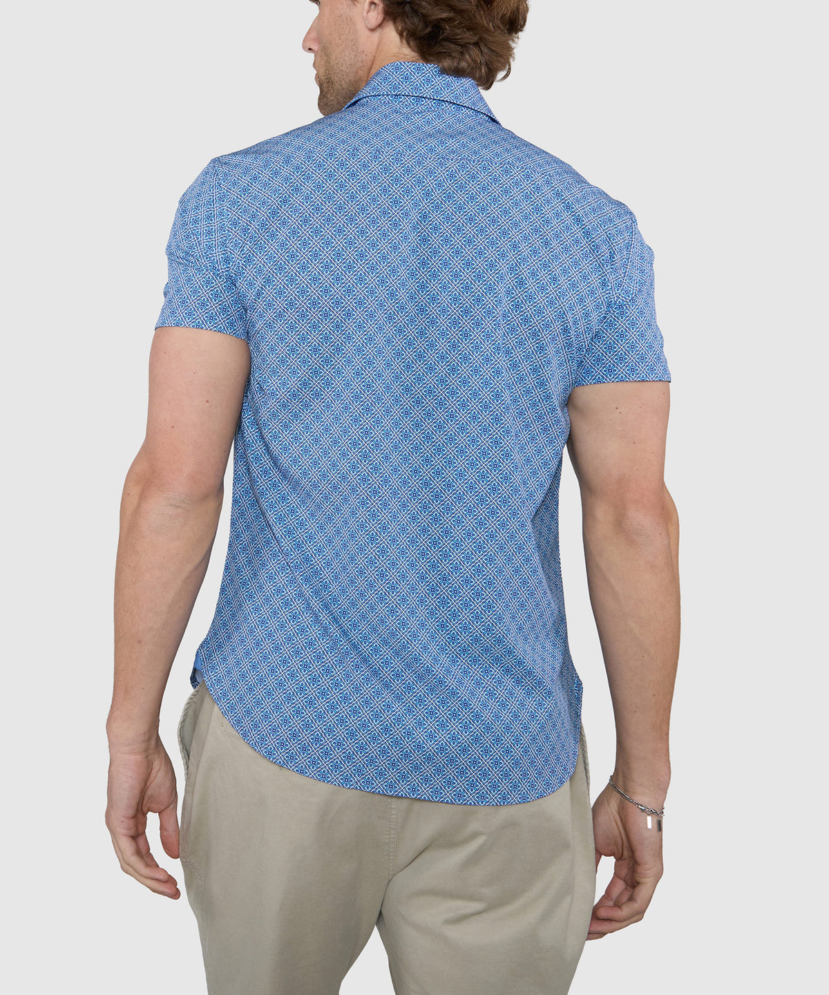 Westport Lifestyle Tile Print Performance Stretch Sport Shirt, Men's Big & Tall