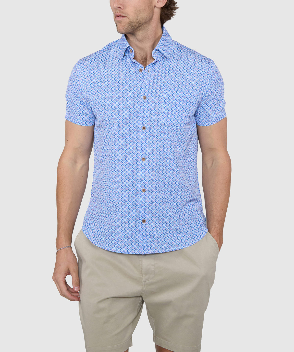 Westport Lifestyle Cube Print Performance Stretch Sport Shirt, Men's Big & Tall