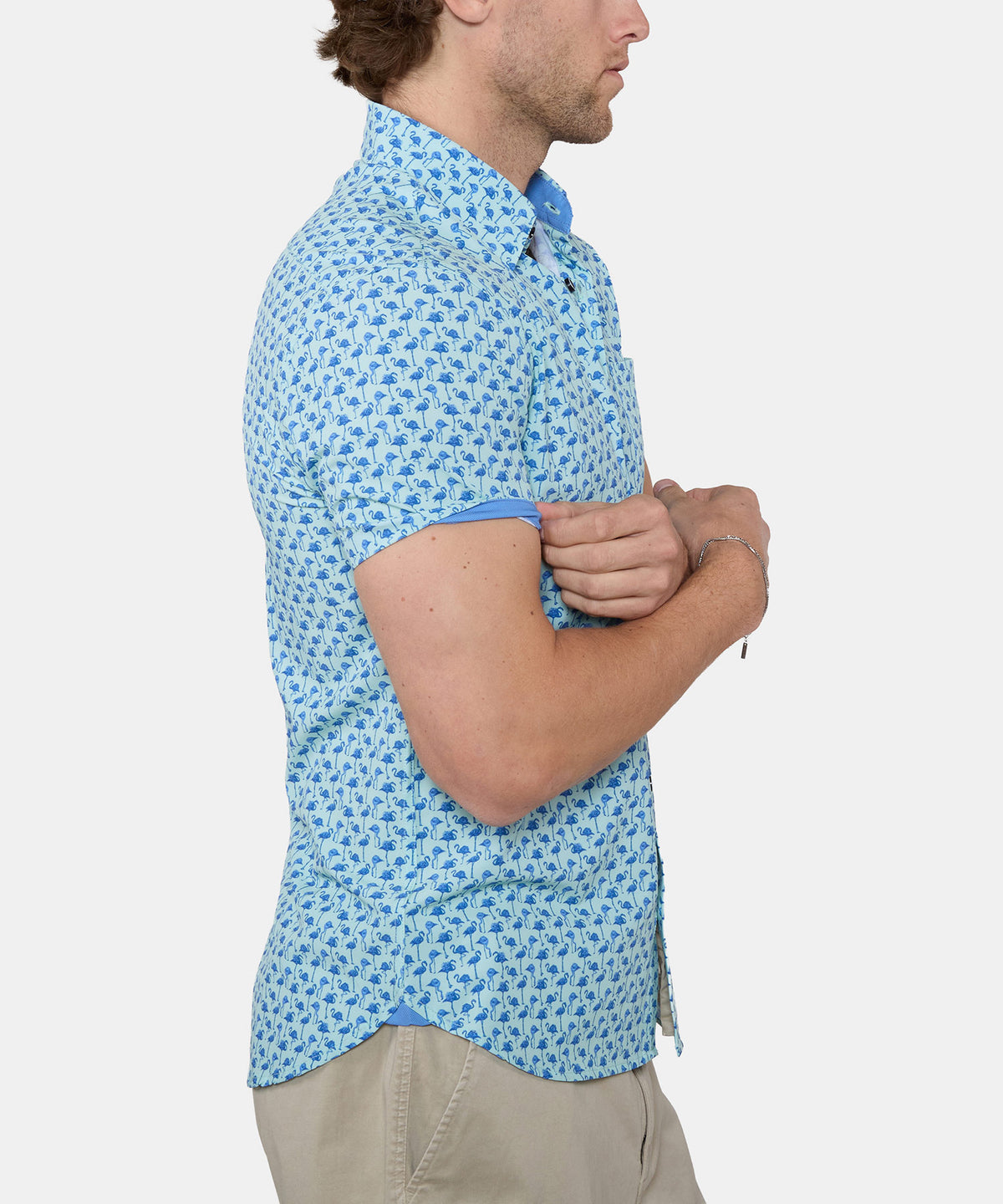 Westport Lifestyle Flamingo Print Performance Stretch Sport Shirt, Men's Big & Tall