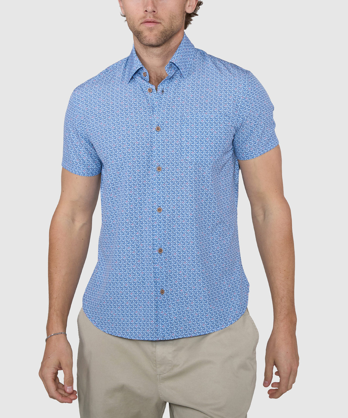 Westport Lifestyle Martini Print Performance Stretch Sport Shirt, Men's Big & Tall