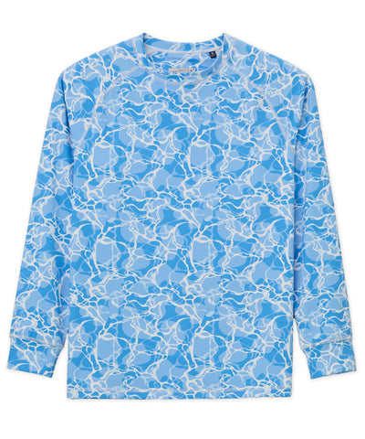 Westport Lifestyle Seaside Water Print Long Sleeve Rash Guard, Men's Big & Tall