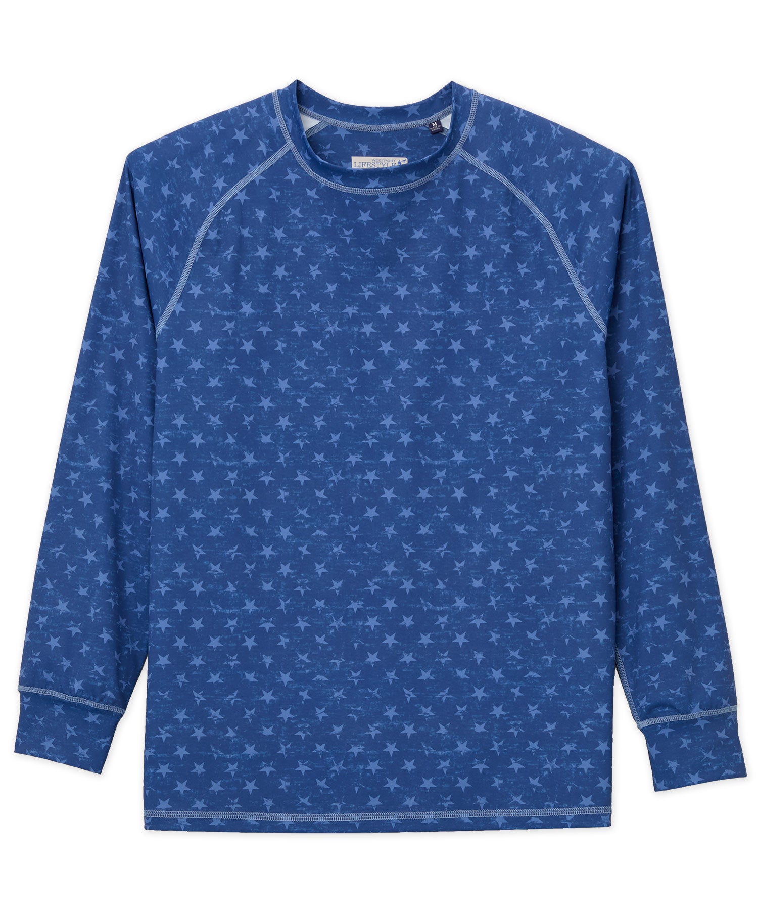 Westport Lifestyle Seaside Star Print Long Sleeve UPF 30 Rash Guard Swim Shirt