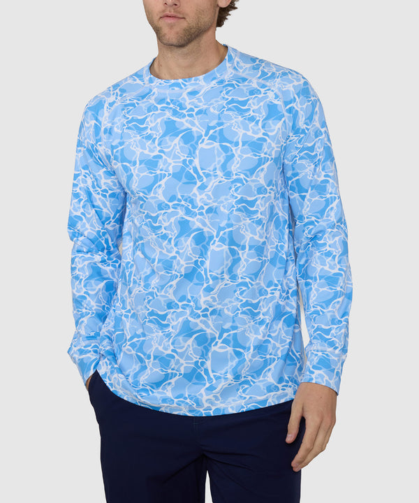Westport Lifestyle Big & Tall Seaside Water Print Long Sleeve Rash ...