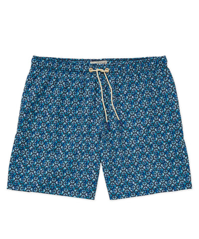 Westport Lifestyle Flower Motif Print Stretch Swim Trunks, Men's Big & Tall