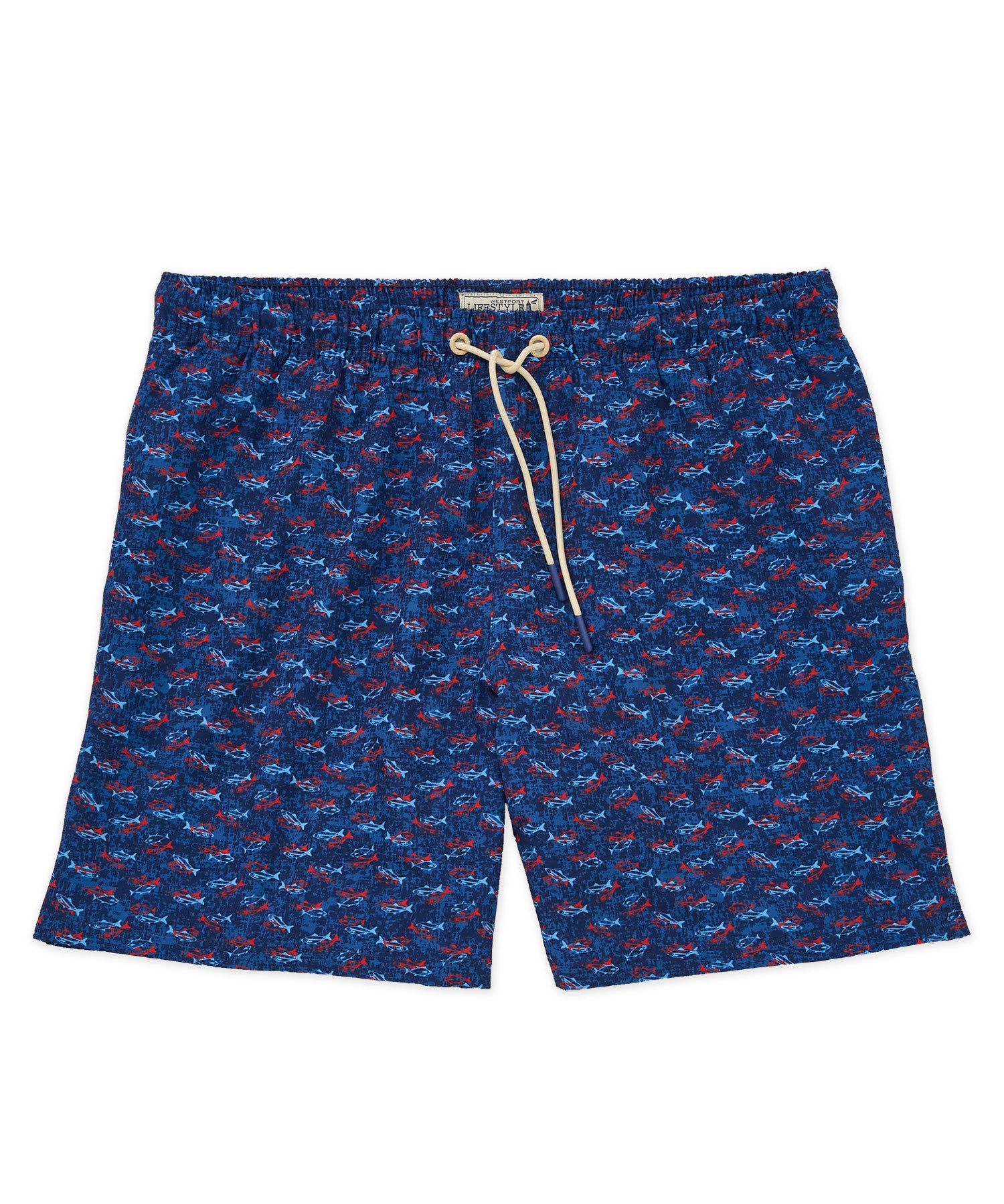 big fish boxer Westport Lifestyle Big & Tall Fish Print Stretch Swim Trunks