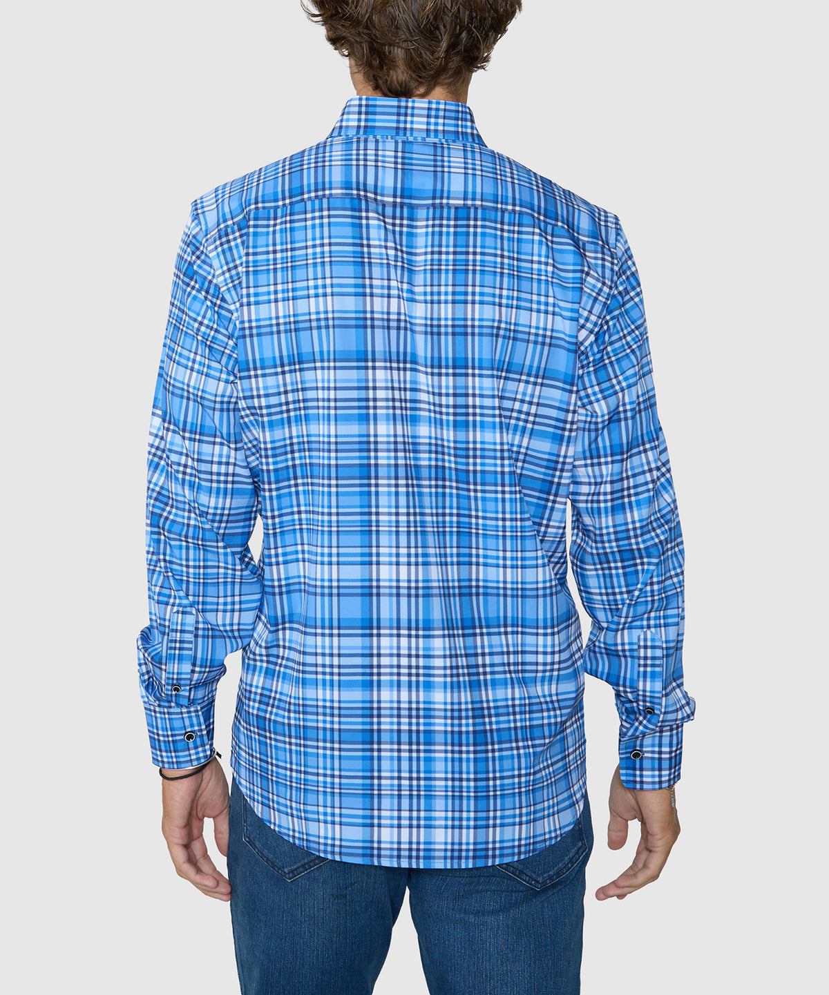 Westport No-Tuck Long Sleeve Button-Down Stretch Performance Plaid Sport Shirt, Men's Big & Tall