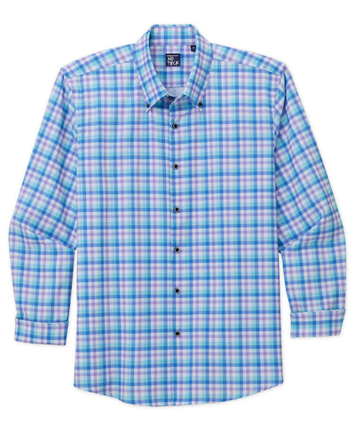 Westport No-Tuck Long Sleeve Button-Down Collar Stretch Performance Plaid Sport Shirt, Men's Big & Tall