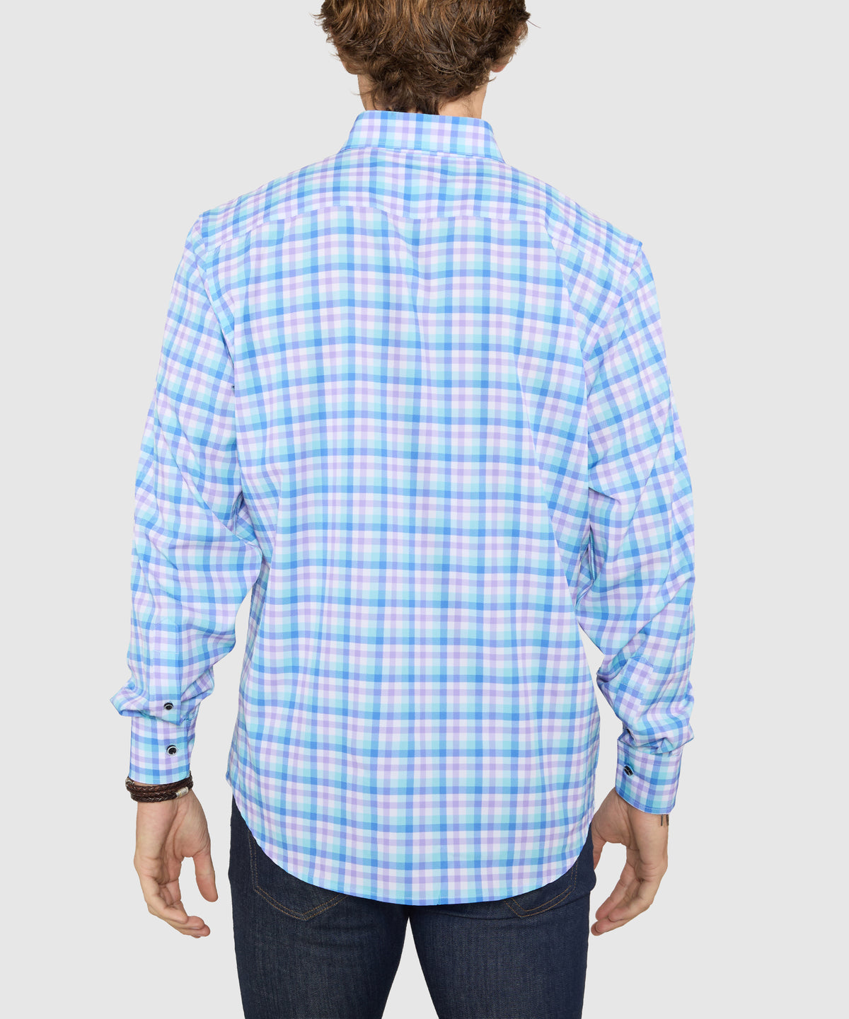 Westport No-Tuck Long Sleeve Button-Down Collar Stretch Performance Plaid Sport Shirt, Men's Big & Tall