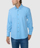 Westport No-Tuck Long Sleeve Button-Down Collar Stretch Performance Gingham Sport Shirt - Blue