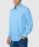 Westport No-Tuck Long Sleeve Button-Down Collar Stretch Performance Gingham Sport Shirt - Blue