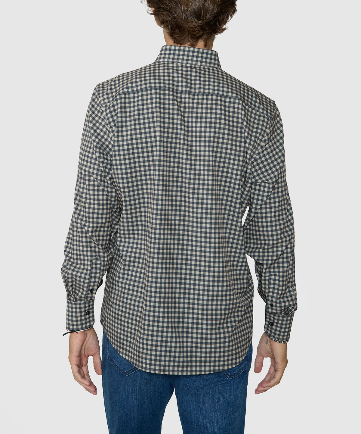 Westport No-Tuck Long Sleeve Button-Down Collar Stretch Performance Gingham Sport Shirt, Men's Big & Tall