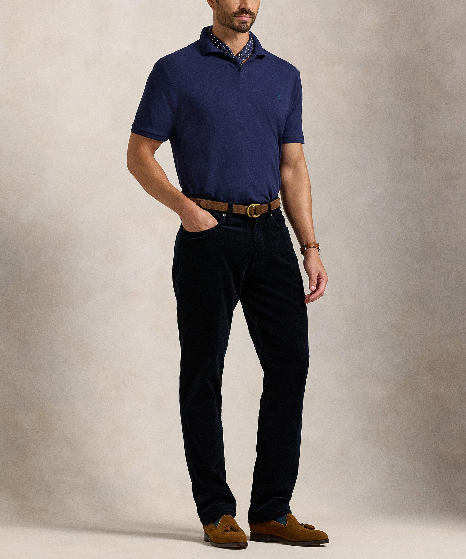 Men's Big & Tall Polo Ralph Lauren Short Sleeve Stretch Mesh Johnny Collar Shirt Office Blue / 2XT Men's Big & Tall Polo Ralph Lauren Short Sleeve Stretch Mesh Johnny Collar Shirt Office Blue / 2XT
