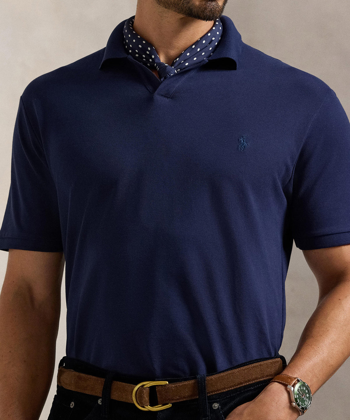 Polo Ralph Lauren Short Sleeve Stretch Mesh Johnny Collar Shirt, Men's Big & Tall