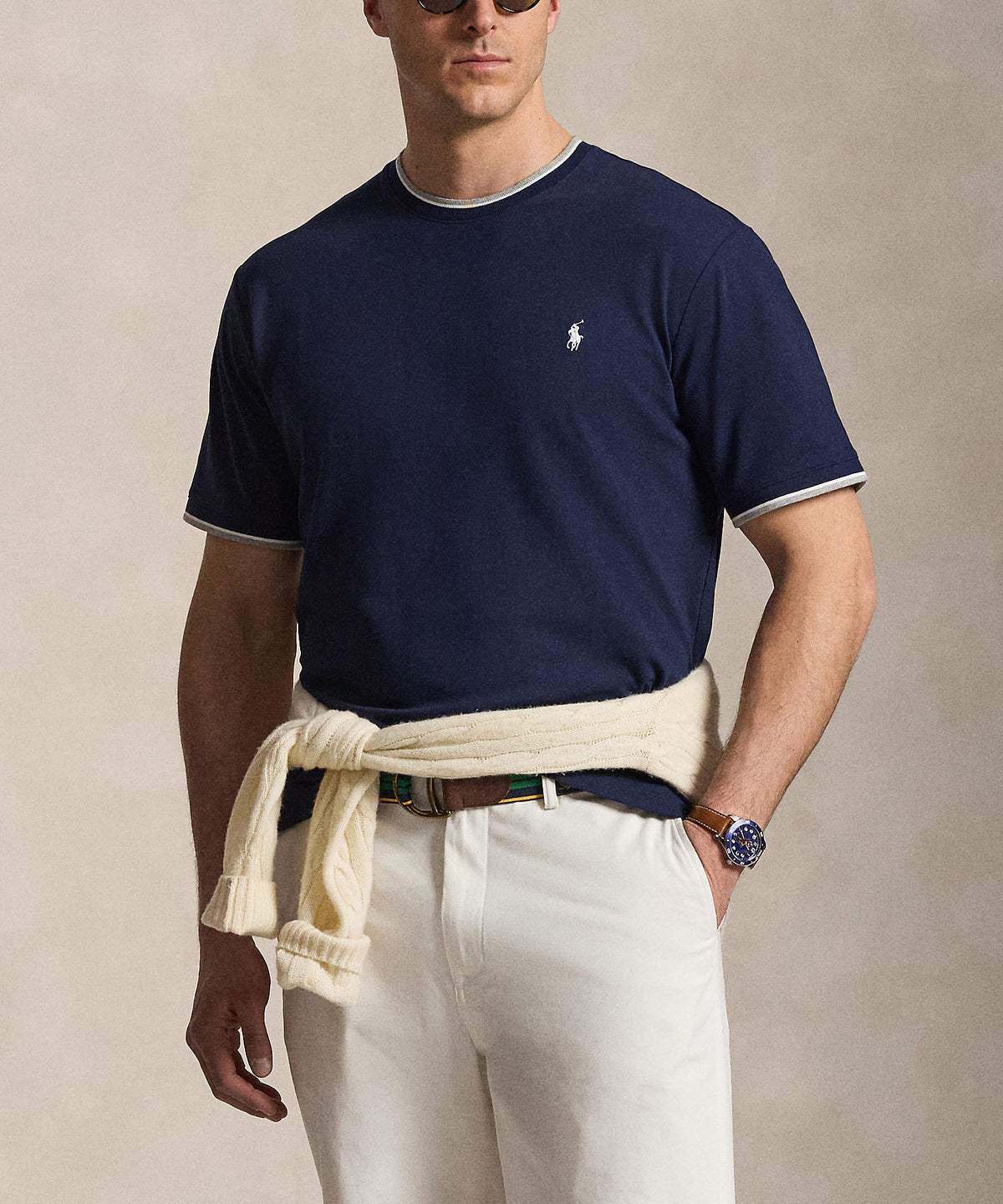 Polo Ralph Lauren Short Sleeve Stretch Mesh Ringer Crew T-Shirt, Men's Big & Tall