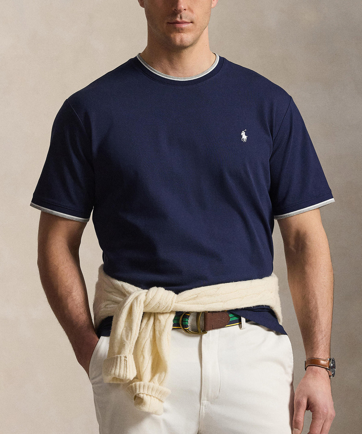 Polo Ralph Lauren Short Sleeve Stretch Mesh Ringer Crew T-Shirt, Men's Big & Tall