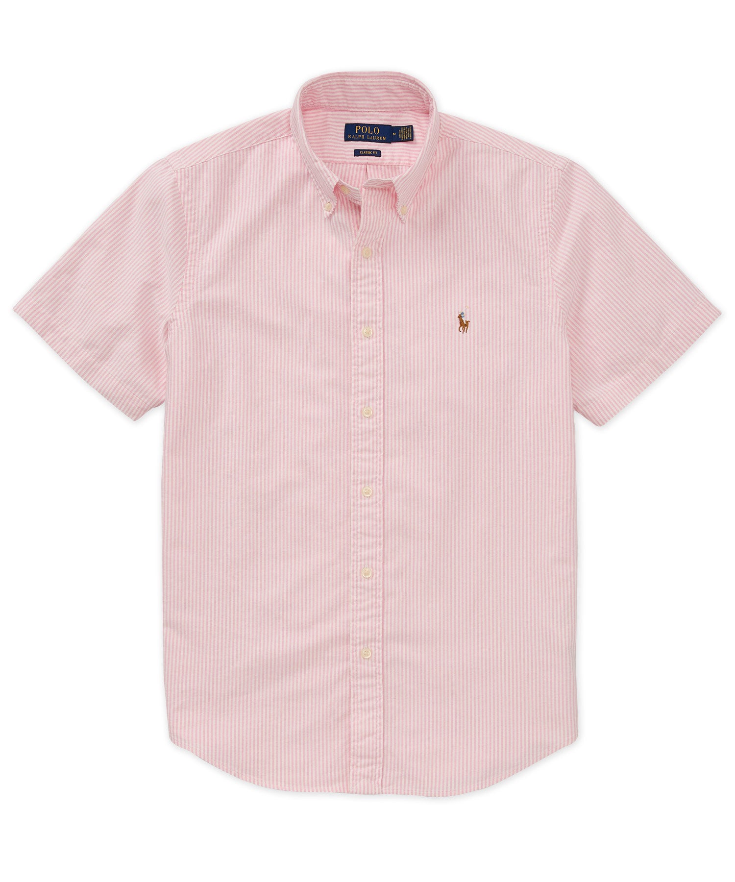 Polo Ralph Lauren Big Tall Classic Fit Stripe Oxford Short Sleeve Woven Shirt, Mens, LT, New Rose/White