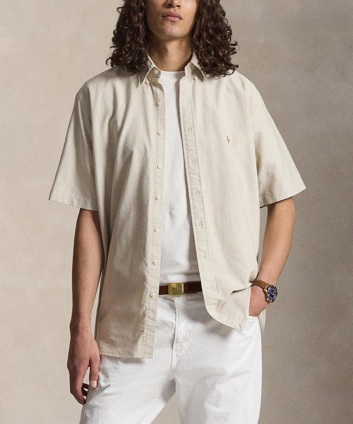 Polo Ralph Lauren Short Sleeve Solid Oxford Sport Shirt, Men's Big & Tall