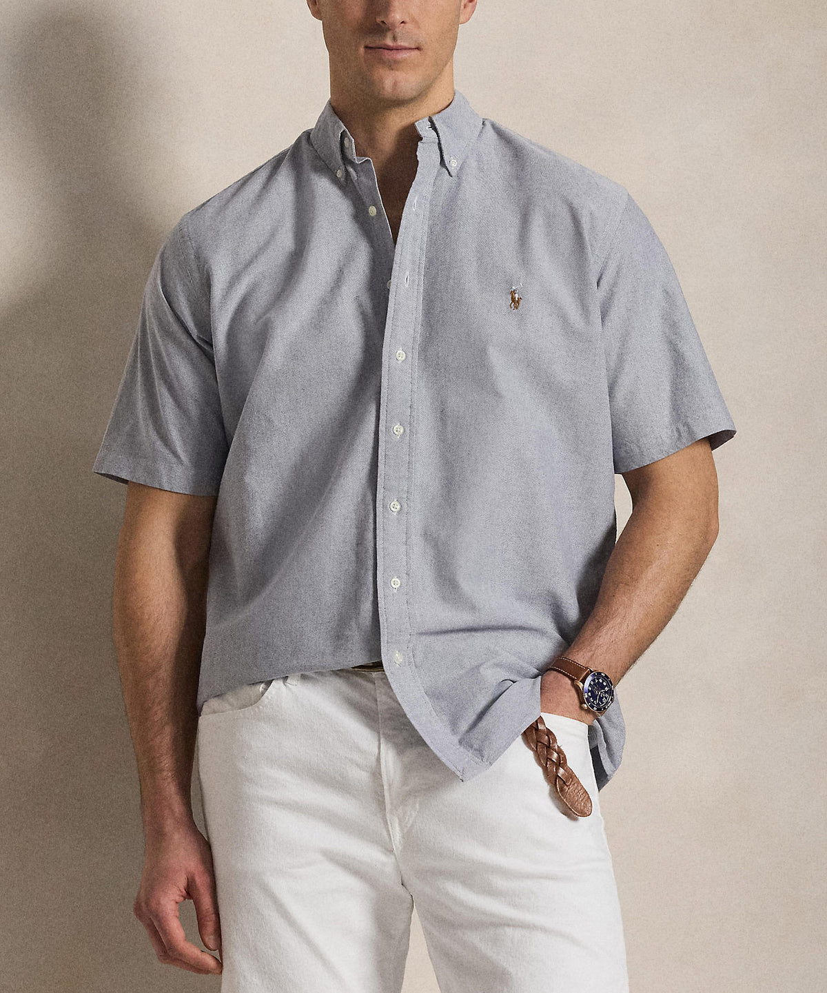 Polo Ralph Lauren Short Sleeve Solid Oxford Sport Shirt, Men's Big & Tall