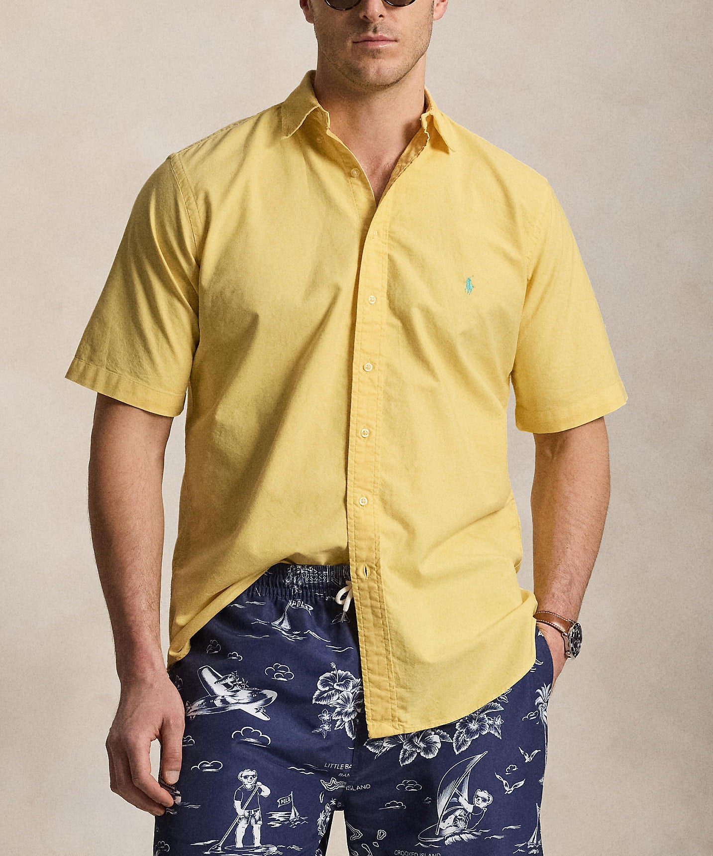 polo ralph lauren short sleeve dress shirts Polo Ralph Lauren Men's Big & Tall Oxford Shirt - Carmel Pink