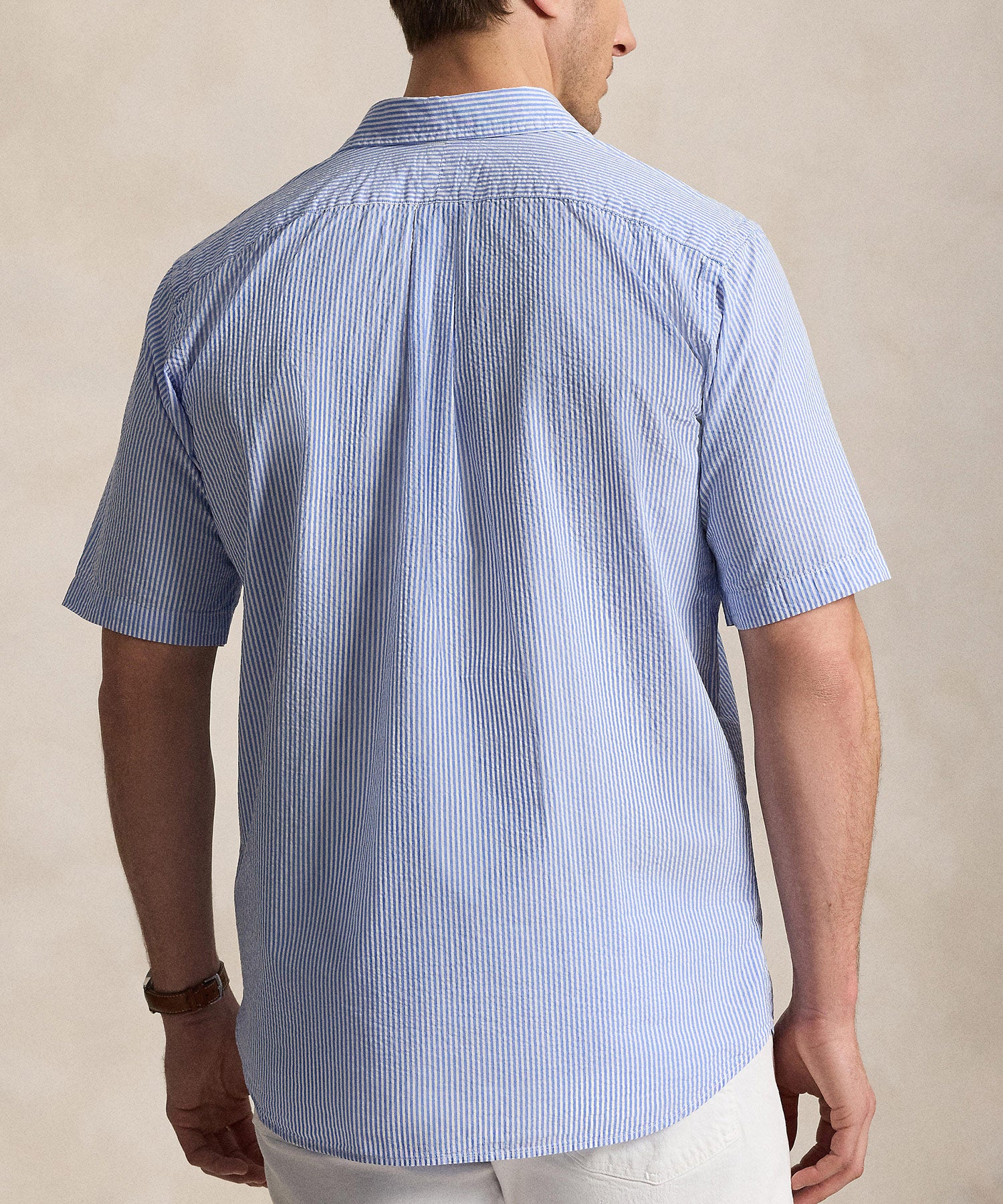 ralph lauren men's short sleeve dress shirts Ralph Lauren Linen Short Sleeve Shirt Blue - Male