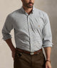 Polo Ralph Lauren Long Sleeve Performance Oxford Sport Shirt - White/Olive Multi