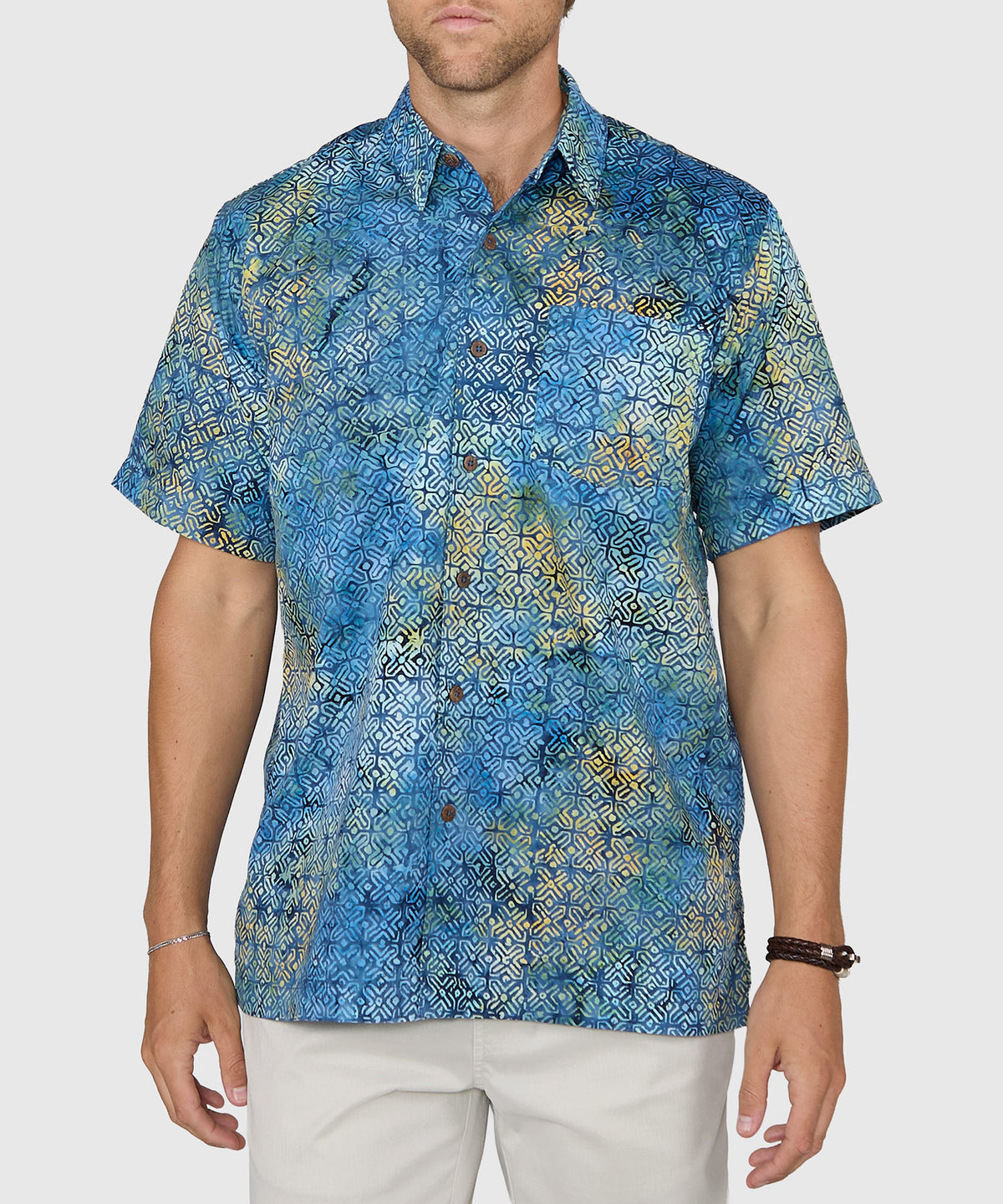 Westport Black Short Sleeve Batik Print Camp Shirt, Men's Big & Tall