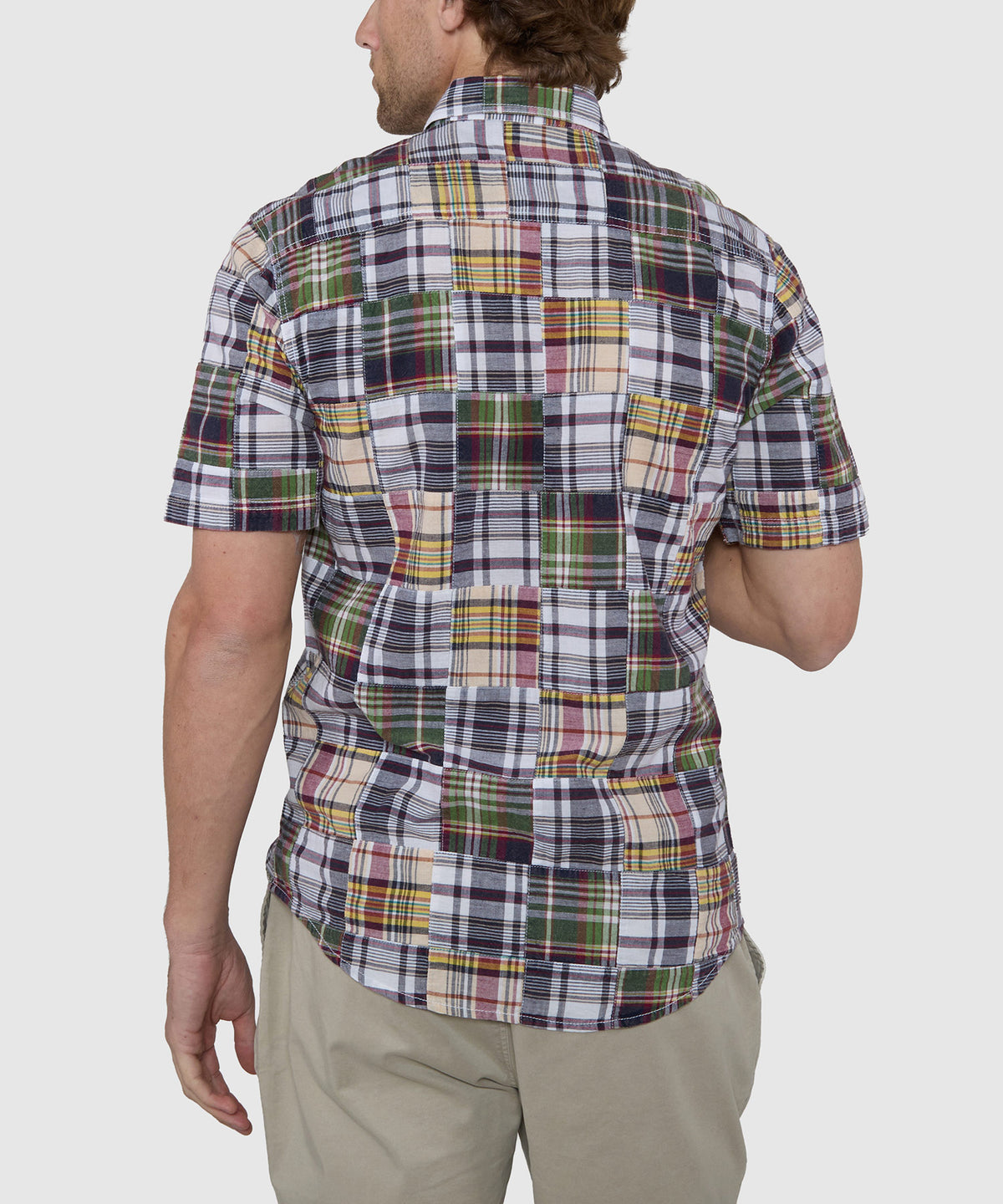 Westport Lifestyle Short Sleeve Button-Down Collar Madras Sport Shirt, Men's Big & Tall