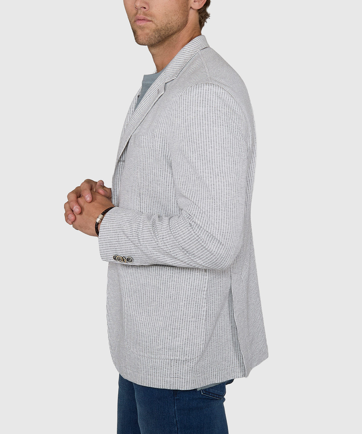 Westport Black Charleston Knit Seersucker Sport Coat, Men's Big & Tall
