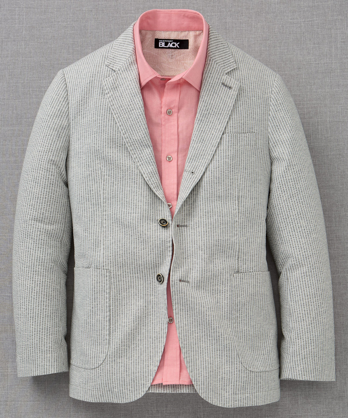 Westport Black Charleston Knit Seersucker Sport Coat, Men's Big & Tall