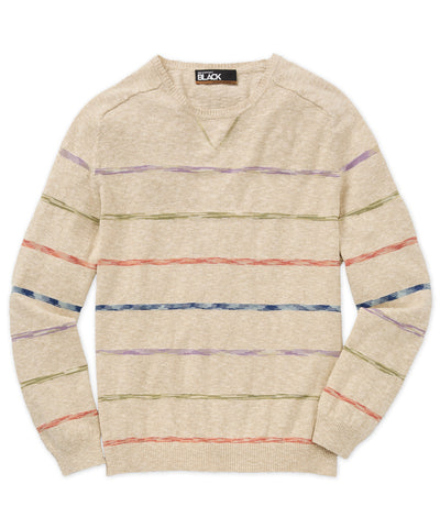 Westport Black Space Dye Stripe Crew Sweater, Men's Big & Tall