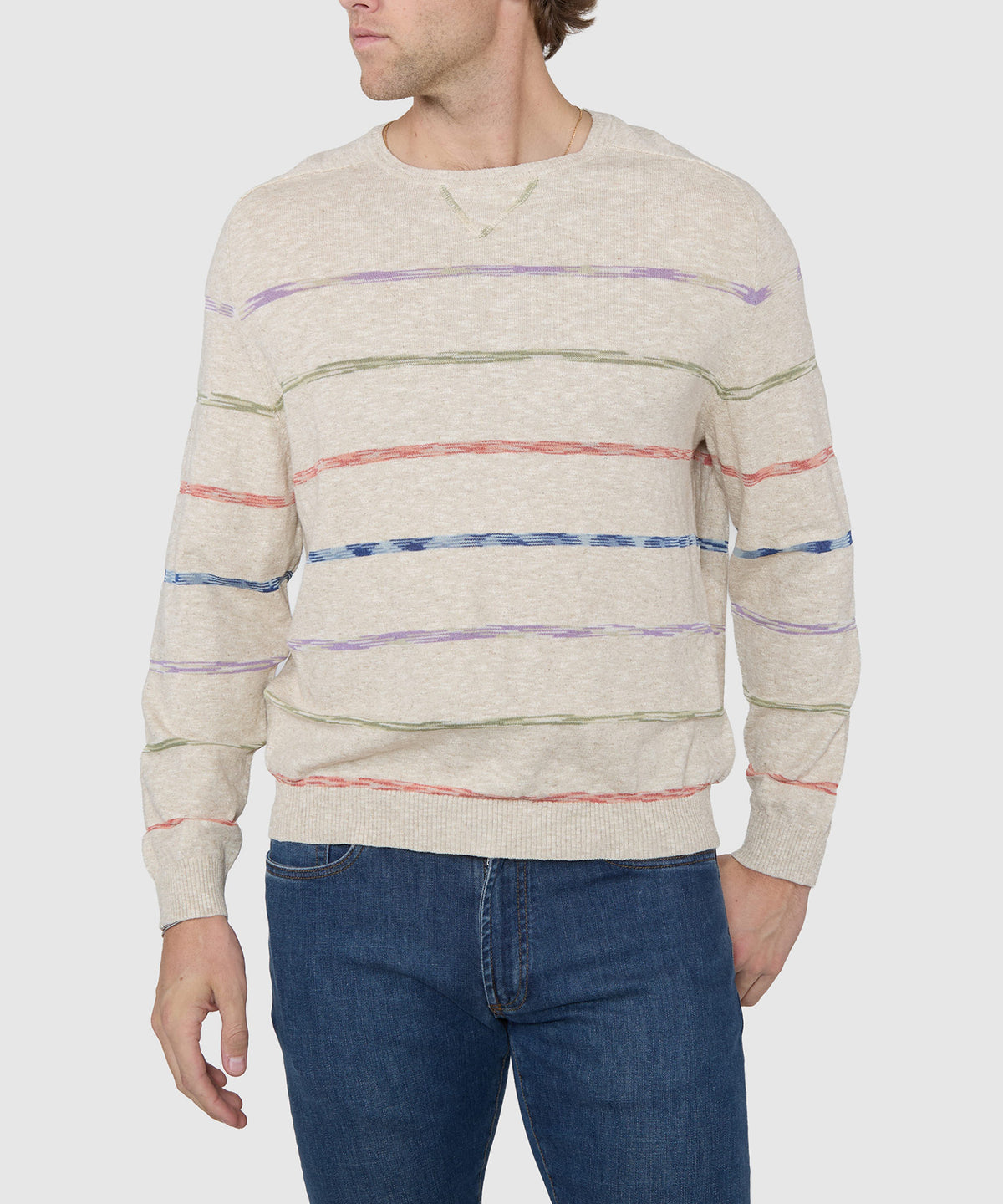 Westport Black Space Dye Stripe Crew Sweater, Men's Big & Tall