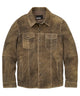 Men's wood suede shirt jacket with button front and two chest pockets